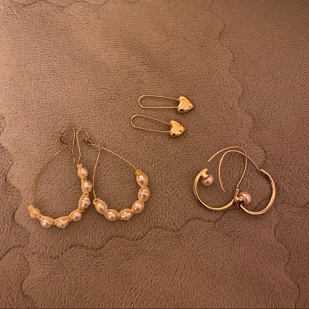 Set of 3 Gold Earrings